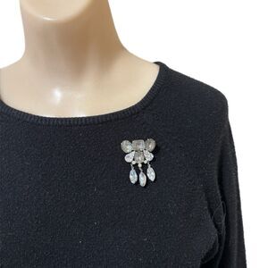 Vintage Coro Dangle Rhinestone Brooch Signed Glam Gala Event Old Hollywood